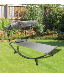 Lettino amaca da esterno eurogarden con tettuccio colore beige 200 x 110 x 110 cm