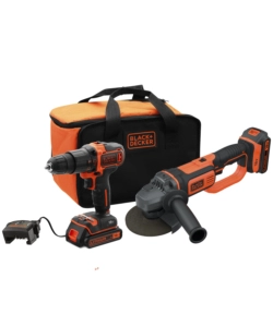 Kit trapano avvitatore e smerigliatrice black & decker con batterie al litio.