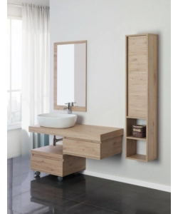 Mobile bagno sospeso "shelf" rovere con cassetti, 120x50x8 cm