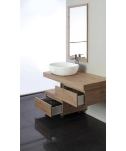 Mobile bagno sospeso "shelf" rovere con cassetti, 120x50x8 cm