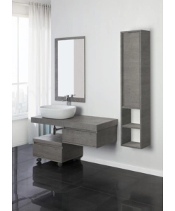 Mobile bagno sospeso "shelf"cemento con cassetti, 120x50x8 cm