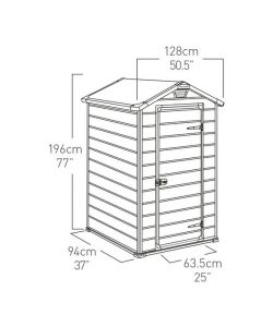 CASETTA DA GIARDINO KETER "MANOR 4x3" IN RESINA COLORE BEIGE CON PORTA BATTENTE SINGOLA 129X103X196 CM