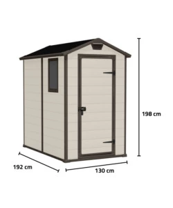 Casetta da giardino keter 'manor 4x6' in resina colore beige con porta battente singola 130x192x198 cm