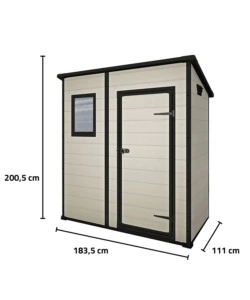 Casetta da giardino keter 'manor pent 6x4' in resina colore beige con porta battente singola 183,5x111x200,5 cm