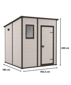Casetta da giardino keter 'manor pent 6x6' in resina colore beige con porta battente singola 183,5x185x200 cm