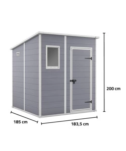 Casetta da giardino keter 'manor pent 6x6' in resina colore grigio con porta battente singola 183,5x185x200 cm