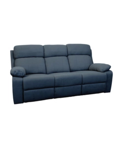 Divano 3 posti bellahome "annika" con recliner manuale in tessuto blu, 198x93x101 cm
