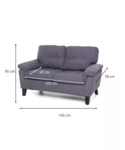 Divano 'denver' 2 posti tessuto blu jeans, 145x95x78 cm