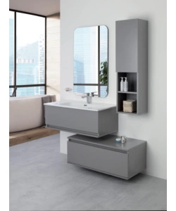 Mobile bagno sospeso "pastello" grigio con cassetti, 90x47x35 cm
