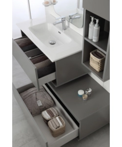 MOBILE BAGNO SOSPESO "PASTELLO" GRIGIO CON 2 ANTE, 80X37X69 CM