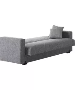 Divano letto "mali" 3 posti in tessuto grigio con cassettone, 212x74x83 cm