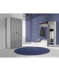Armadio 2 ante bianco e cemento 90x45x195 cm