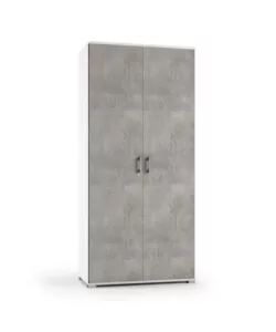 Armadio 2 ante bianco e cemento 90x45x195 cm