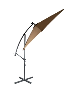 Ombrellone da giardino rotondo con braccio laterale eurogarden con illuminazione led in poliestere taupe 3x3 m