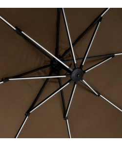 Ombrellone da giardino rotondo con braccio laterale eurogarden con illuminazione led in poliestere taupe 3x3 m