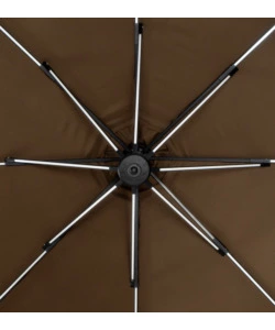 Ombrellone da giardino rotondo con braccio laterale eurogarden con illuminazione led in poliestere taupe 3x3 m