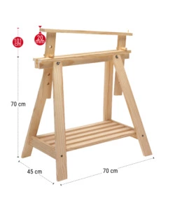 Cavalletto decorativo regolabile in legno di pino 70x70x45 cm