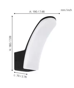 Applique led da esterno eglo 'fiumicino' nero 3000k
