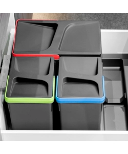 Contenitori per raccolta differenziata emuca "recycle" per modulo 60 cm, 12lt+6lt+6lt