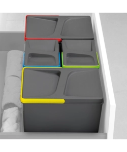 Contenitori per raccolta differenziata emuca "recycle" per modulo 60 cm, 12lt+6lt+6lt