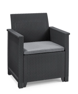 Set da giardino keter "emma lounge" con divano 2 posti, colore grafite - keter