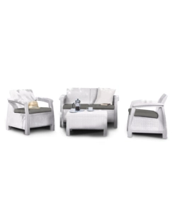 Set da giardino keter 'corfu lounge' in polipropilene bianco 4 sedute e tavolino