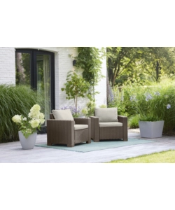 Set da giardino keter "california lounge" in polipropilene cappuccino 4 sedute e tavolino