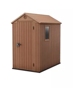 Casetta da giardino keter 'darwin 4x6' in evotech+ colore marrone con porta battente singola 125,8x184,5x205,1 cm