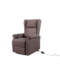 Poltrona relax con recliner elettrico bellahome "berg" tessuto marrone, 72,5x94x109 cm