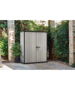 Porta attrezzi da esterno "high store" in duotech grigio 140x73,6x170,4 cm