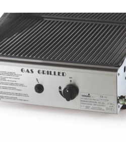 Barbecue a gas ompagrill con plancha singola rigata e coperchio 1 bruciatore 44x44x24 cm
