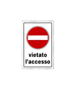 CARTELLO PLASTICA 'VIETATO L'ACCESSO' - 300 X 200 MM.