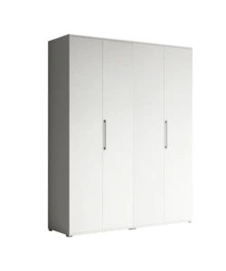 Armadio bianco a 4 ante, 160x52x207 cm