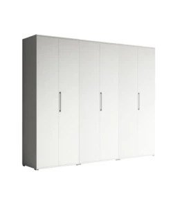 Armadio bianco a 6 ante, 240x52x207 cm
