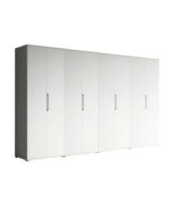 Armadio bianco a 8 ante, 320x52x207 cm
