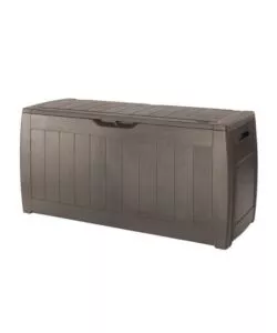 Baule da esterno keter 'hollywood' in resina marrone effetto legno 270 lt 117,5x45x57,3 cm
