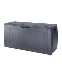Baule da esterno keter 'hollywood' in resina grafite effetto legno 270 lt 117,5x45x57,3 cm