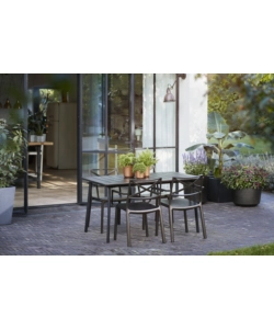 Tavolo da esterno keter "metalea" in polipropilene bronzo 146x87x75 cm