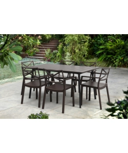 Tavolo da esterno keter "metalea" in polipropilene bronzo 146x87x75 cm