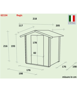 Casetta in legno da giardino alce "regis" in abete 198x198x216 cm