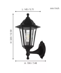 Applique da esterno eglo 'duanera' nero 28w