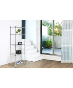 Scaffale ad incastro easy system in metallo cromato 5 ripiani, 59x34x174 cm
