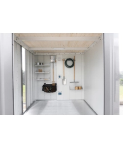 Casetta da giardino biohort "neo 1b" in acciaio zincato colore argento metallizzato con porta battente semplice 236x180x222 cm - cod. 81029