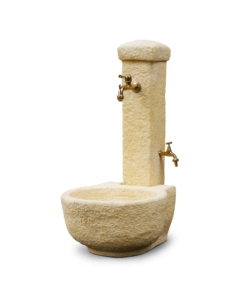 Fontana vedovella anticata "candelo" colore nocciola con doppio rubinetto -  49x55x104 cm