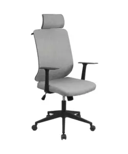 Sedia da ufficio traspirante bellahome 'yale' con braccioli, poggiatesta regolabile, appendigiacca in tessuto grigio 62x65x114-123 cm
