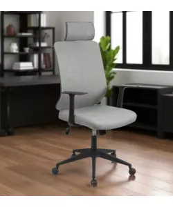 SEDIA DA UFFICIO TRASPIRANTE BELLAHOME "YALE" CON BRACCIOLI, POGGIATESTA REGOLABILE, APPENDIGIACCA IN TESSUTO GRIGIO 62X65X114-123 CM