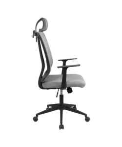 SEDIA DA UFFICIO TRASPIRANTE BELLAHOME "YALE" CON BRACCIOLI, POGGIATESTA REGOLABILE, APPENDIGIACCA IN TESSUTO GRIGIO 62X65X114-123 CM