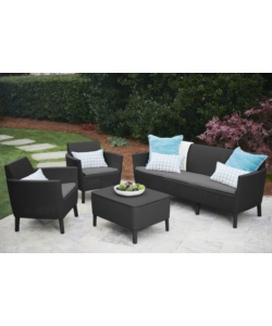 Divano da esterno a 3 posti "salemo lounge" colore grafite, 187x66,5x76 cm - keter