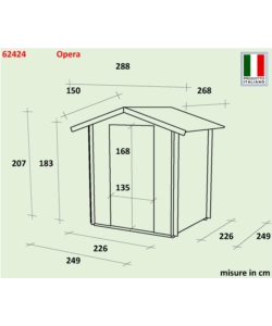 Casetta in legno da giardino alce "opera" in abete 249x249x207 cm
