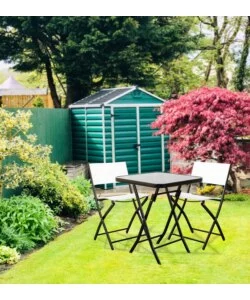 Set da giardino pieghevole eurogarden "bistro" in acciaio e textilene bianco 2 sedute e tavolino